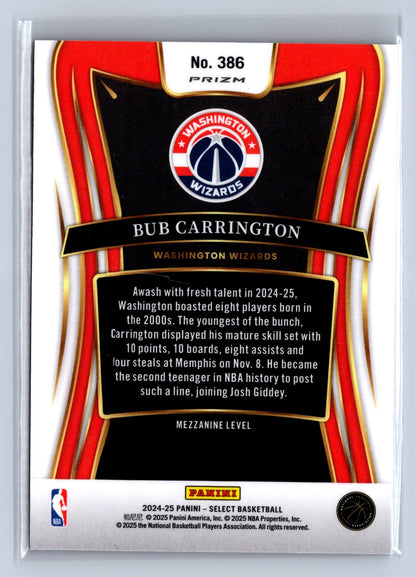 2024-25 Panini Select Bub Carrington Blue Prizm #386