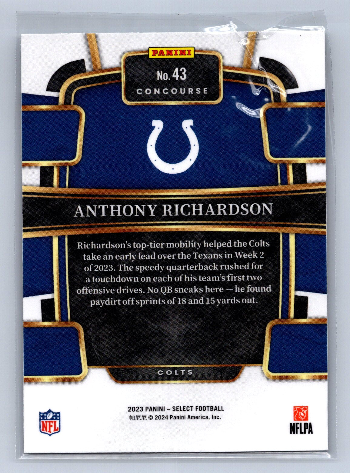 2023 Panini Select Football Anthony Richardson #43