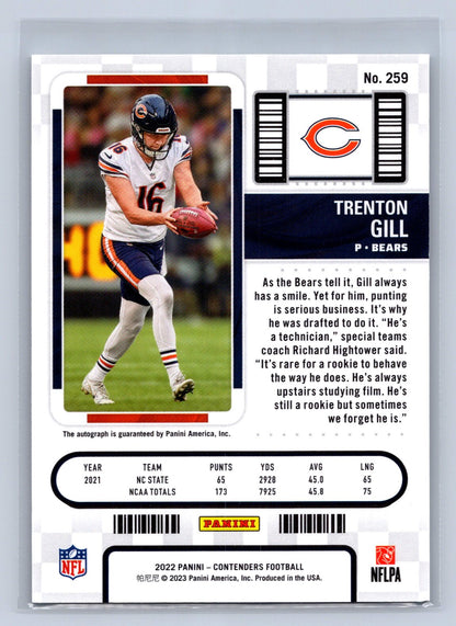 2022 Panini Contenders Rookie Ticket Trenton Gill Auto #259
