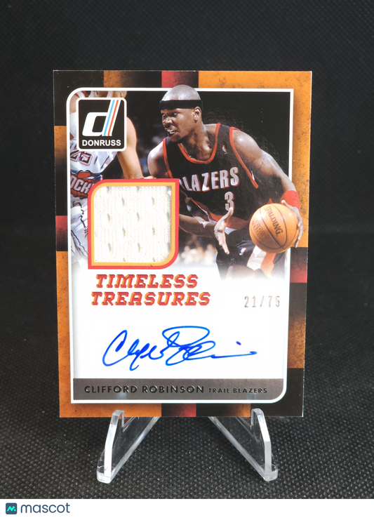 2015-16 Donruss Clifford Robinson Timeless Treasures Patch Auto /75 #TT-CR