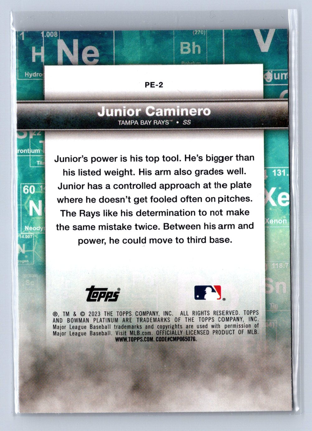 2023 Bowman Platinum Precious Elements Junior Caminero #PE-2