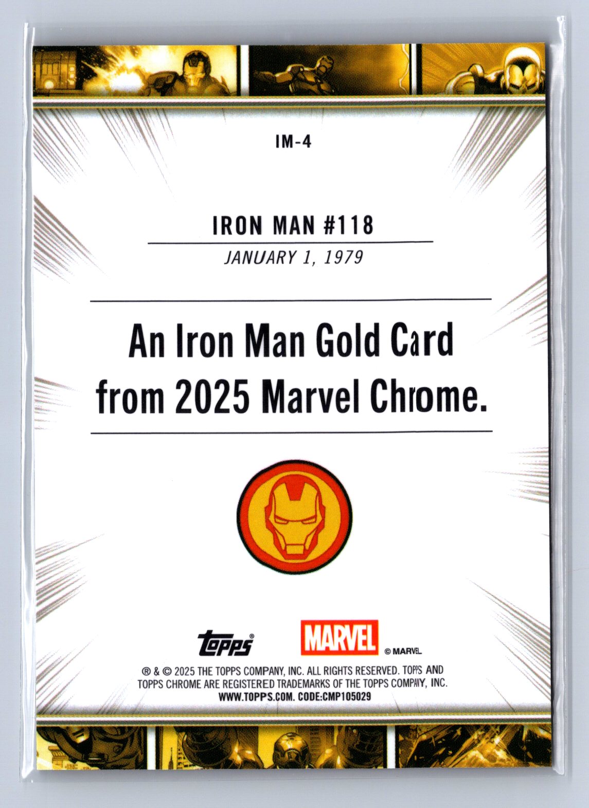 2025 Topps Marvel Chrome Gold Card Iron Man #IM-4