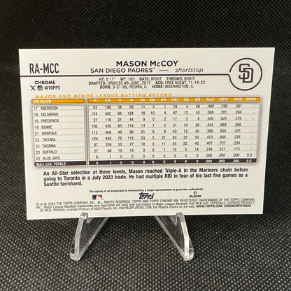2024 Topps Chrome Mason McCoy Purple Speckle Refractor Auto /299 #RA-MCC