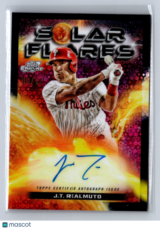 2024 Topps Chrome Cosmic J.T. Realmuto Solar Flares Black Eclipse Auto /10 SFAJR