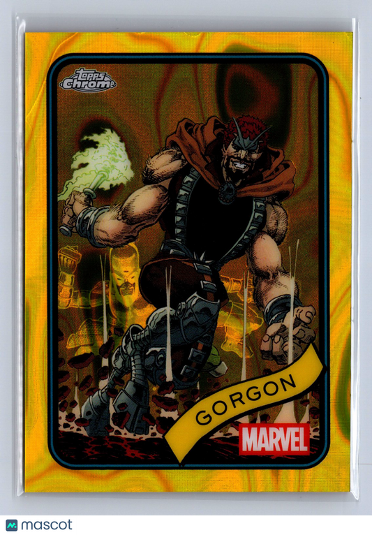 2025 Topps Chrome Marvel Gorgon Yellow Lava Refractor #195