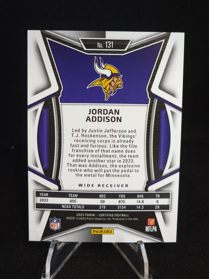 2023 Panini Certified Jordan Addison FOTL Mirror Gold /15 #131