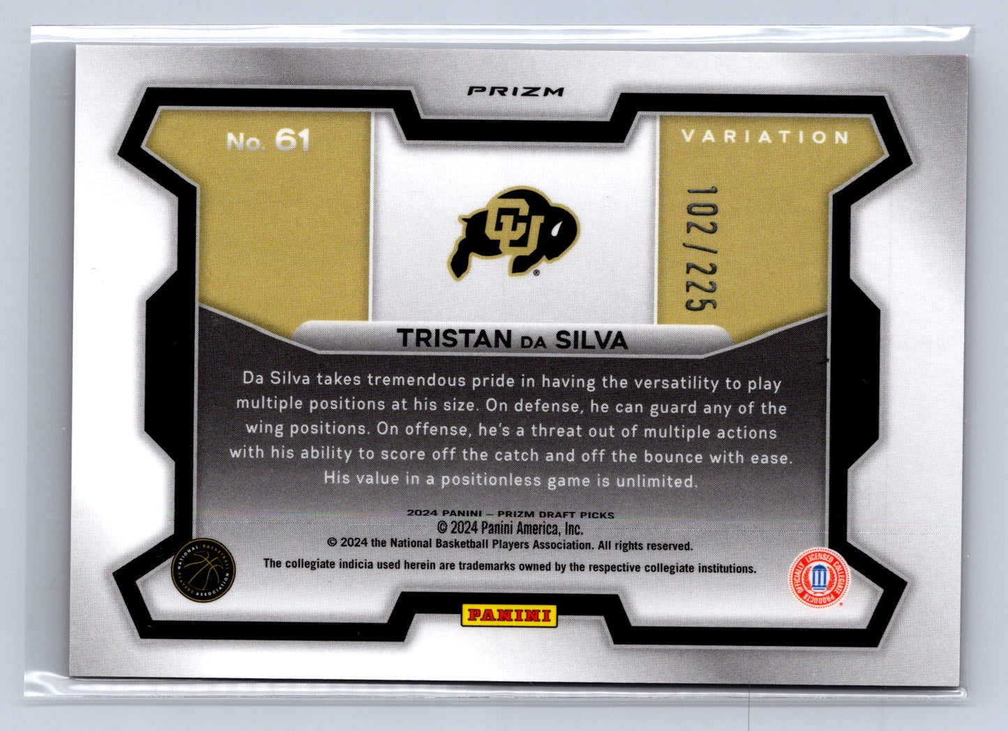 2024 Panini Prizm Draft Picks Tristan Da Silva Variation Red Seismic /224 #61
