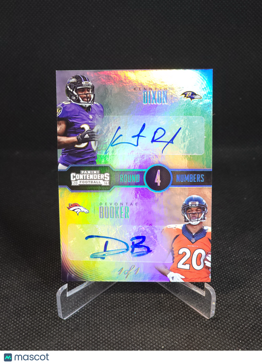 2016 Panini Contenders Kenneth Dixon Devontae Booker Round Numbers 1/1 Auto #14