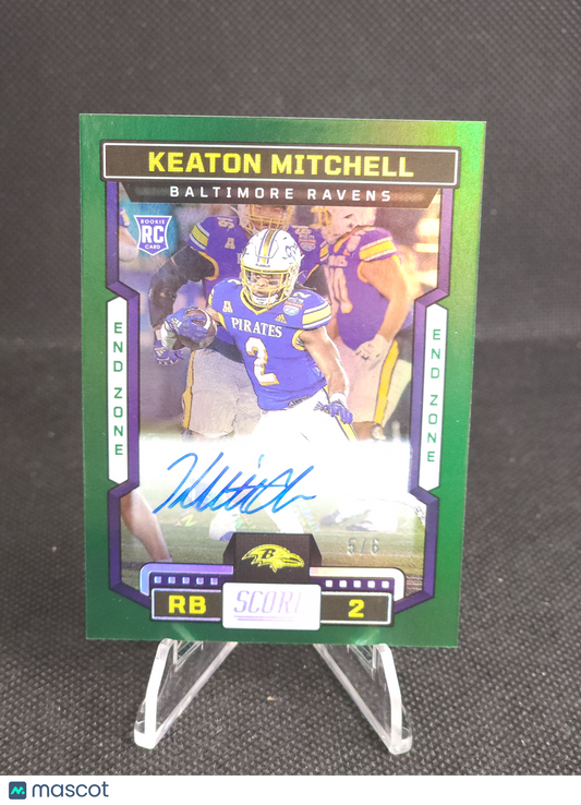 2023 Panini Score Keaton Mitchell Green End Zone Auto /6 #334