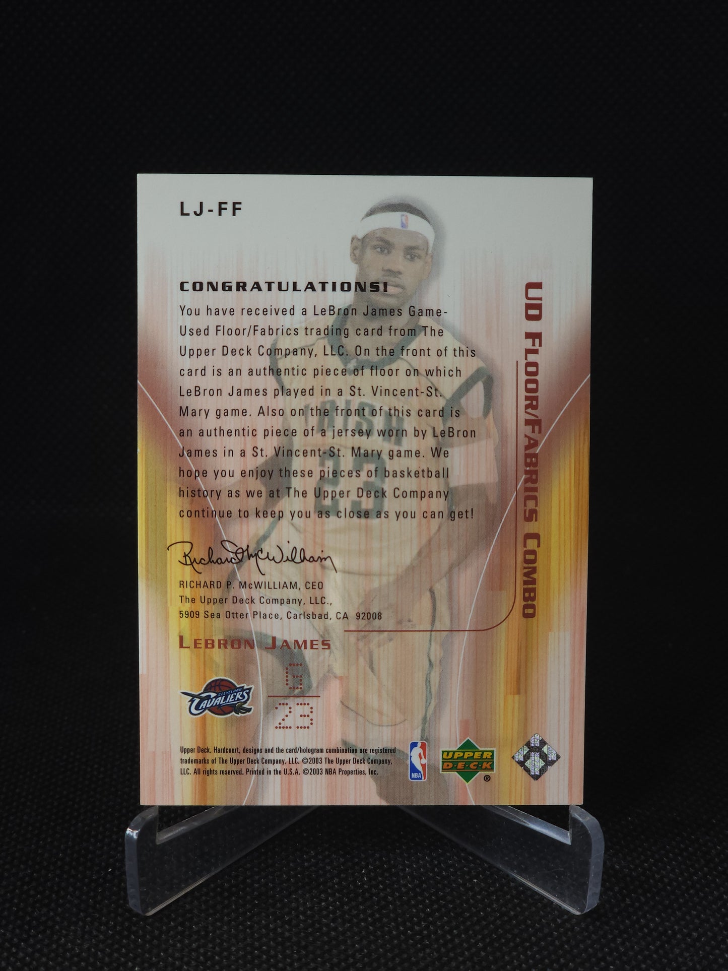 2003-04 Upper Deck Hardcourt LeBron James Floor Fabrics Combo Patch #LJ-FF