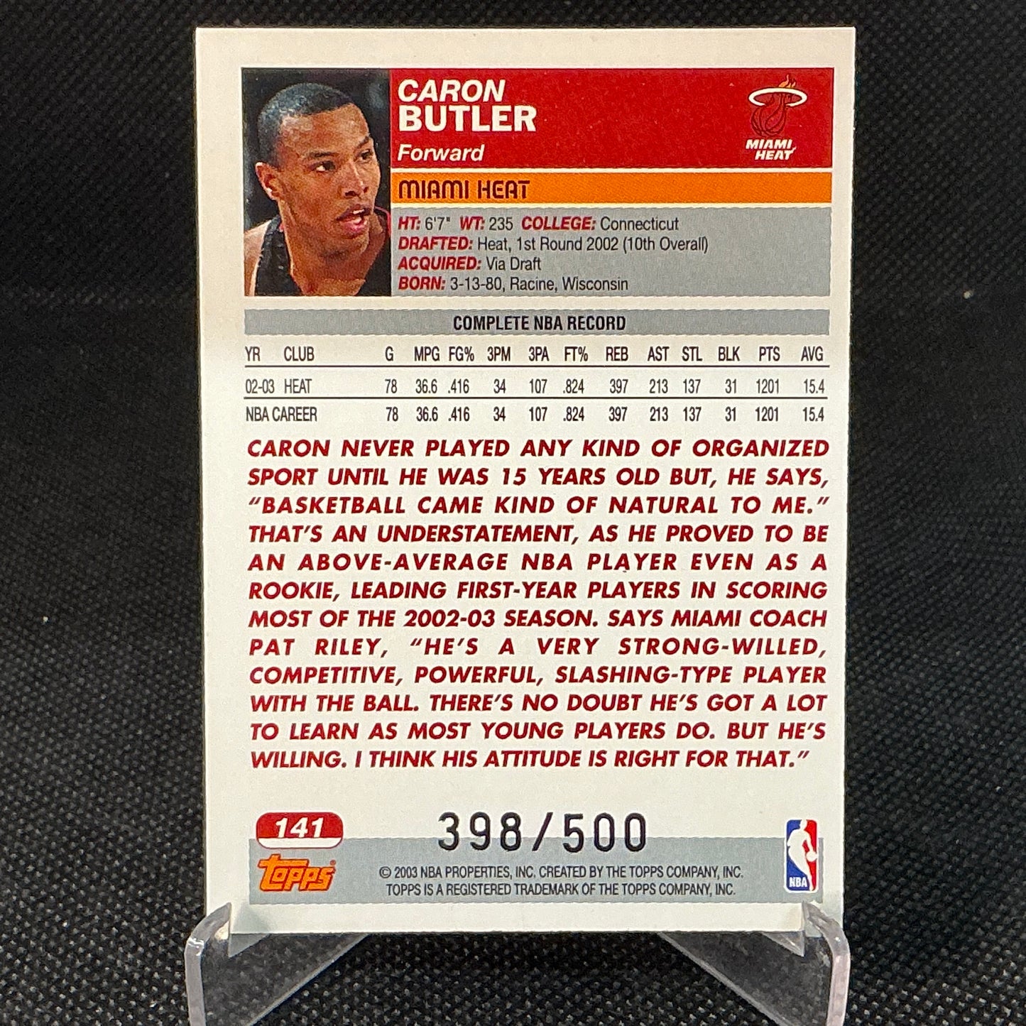 2003 Topps Caron Butler Black #141 /500