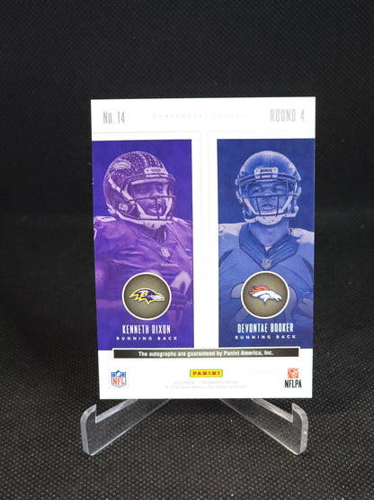 2016 Panini Contenders Kenneth Dixon Devontae Booker Round Numbers 1/1 Auto #14
