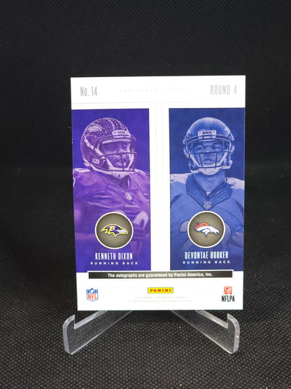 2016 Panini Contenders Kenneth Dixon Devontae Booker Round Numbers 1/1 Auto #14