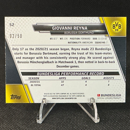 2021 Topps Bundesliga Giovanni Reyna Gold Foil /50 #52