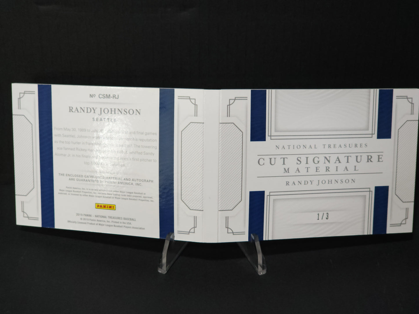 2019 National Treasures Randy Johnson Cut Signature Patch Booklet Auto /3 #CSMRJ