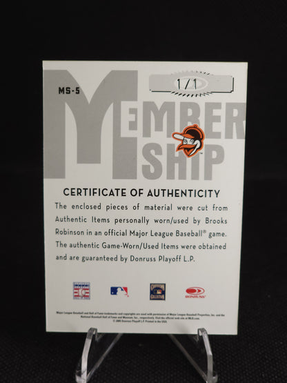 2005 Donruss Classics Brooks Robinson Black 1/1 Patch Auto #MS-5