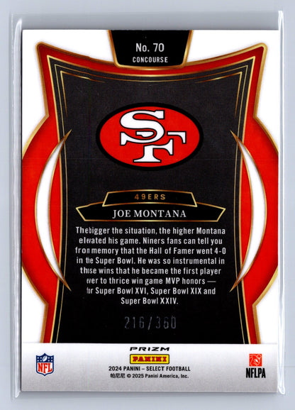 2024 Panini Select Joe Montana Purple Shock /360 #70