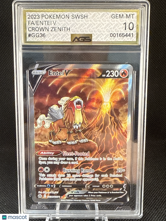 2023 Pokemon Crown Zenith Entei V Full Art #GG36 AGS 10