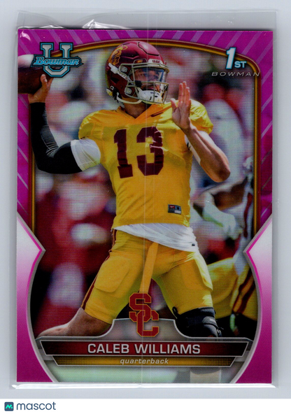 2022 Bowman University 1st Bowman Caleb Williams Pink Refractor #50