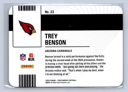 2024 Panini Contenders Trey Benson Permit To Dominate #33