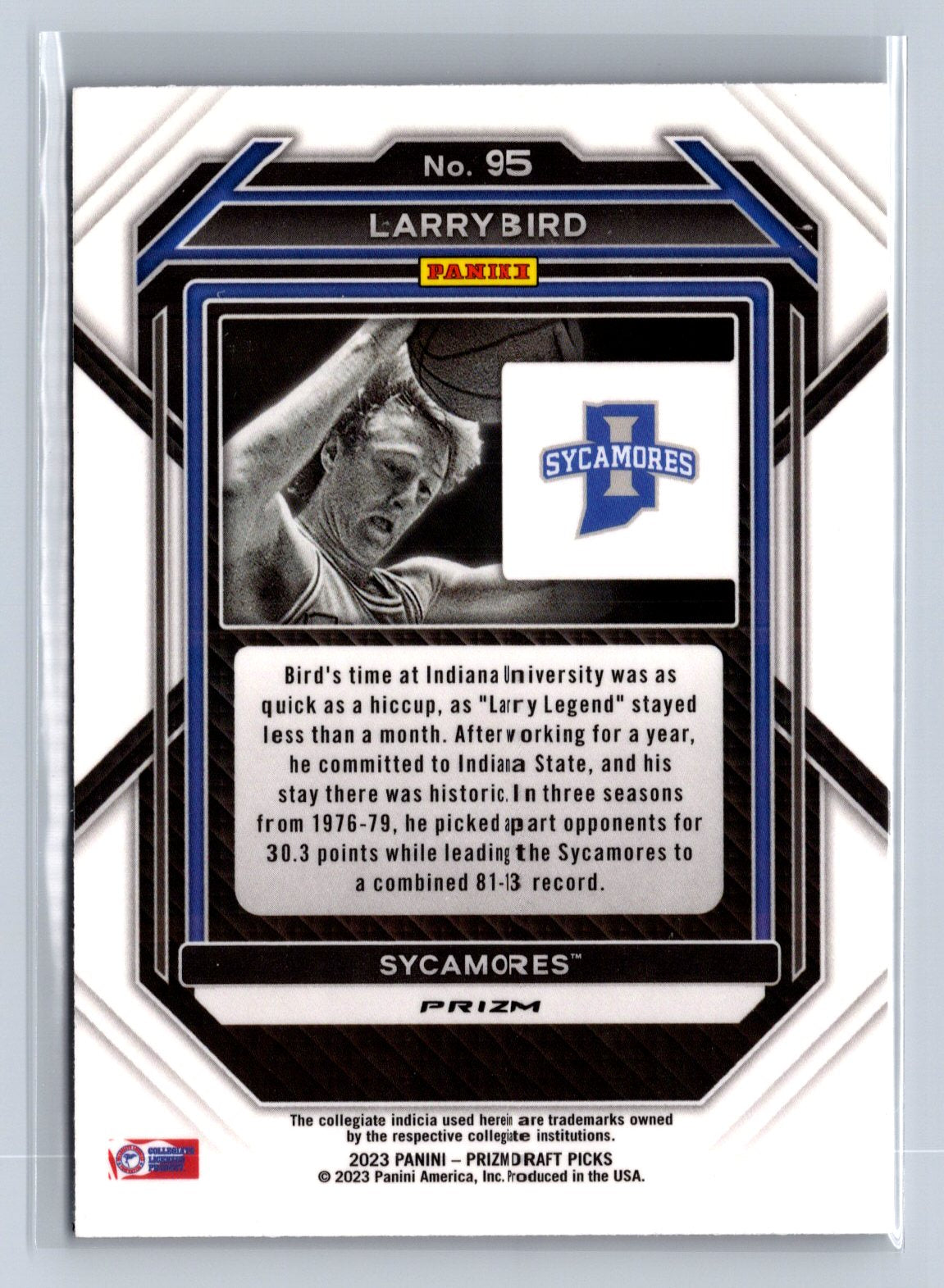 2023 Panini Prizm Draft Picks Larry Bird Silver #95