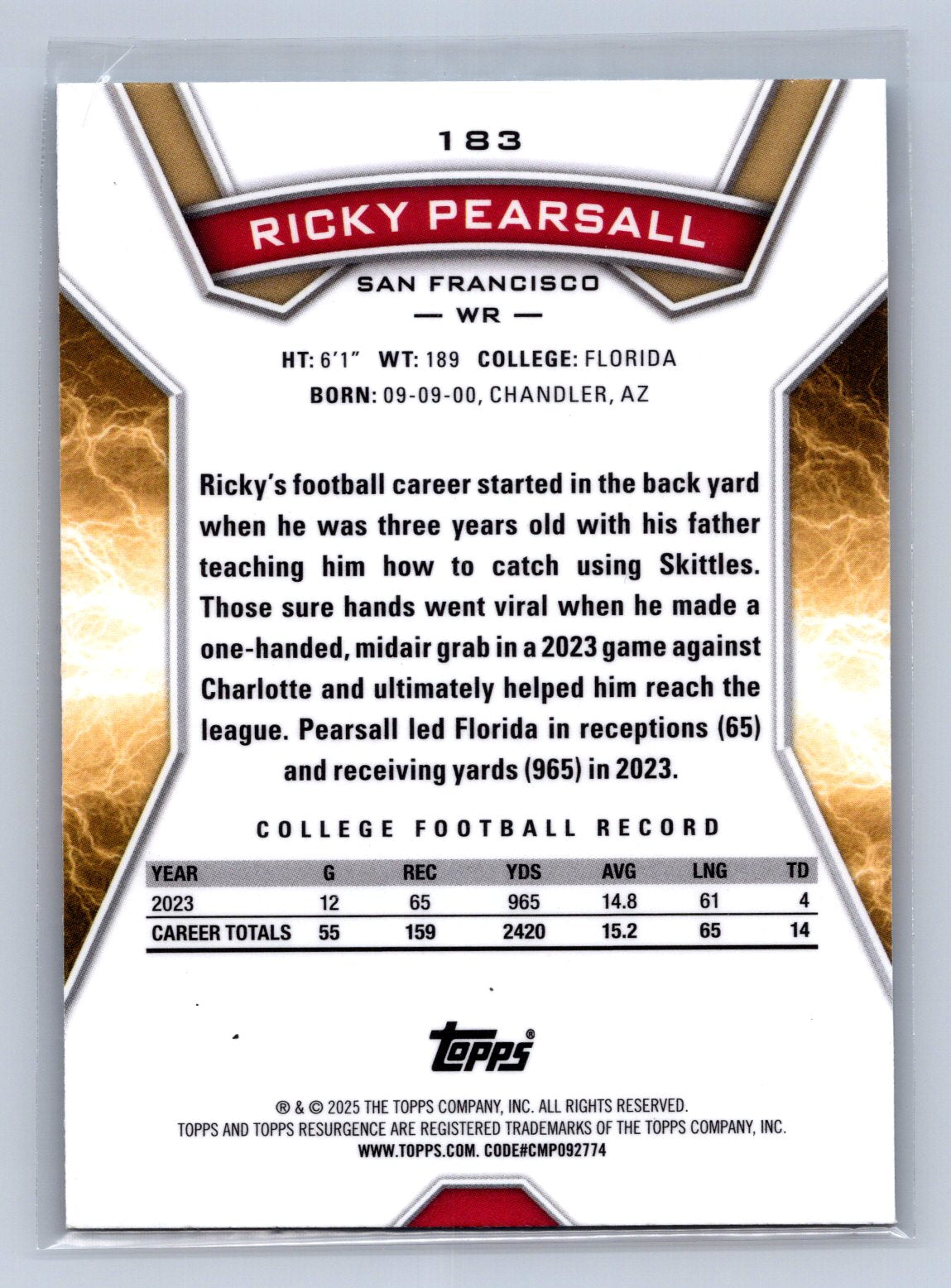 2024 Topps Resurgence Ricky Pearsall Blue and Pink Shock #183