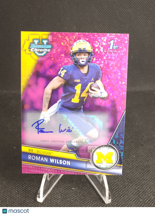 2023 Bowman Chrome University Roman Wilson Fuchsia Mini-Diamond Auto /150 #169