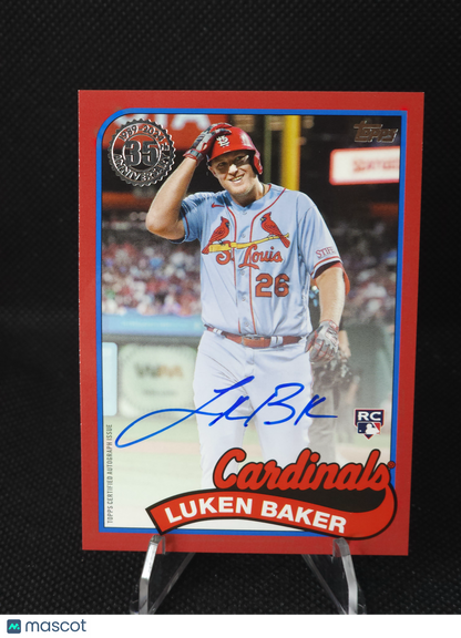 2024 Topps Update Luken Baker 1989 35th Anniversary Auto Red /25 #89BA2-LB
