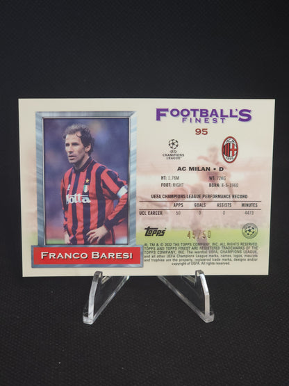 2021-22 Topps Finest Franco Baresi Flashbacks Gold Refractor /50 #95