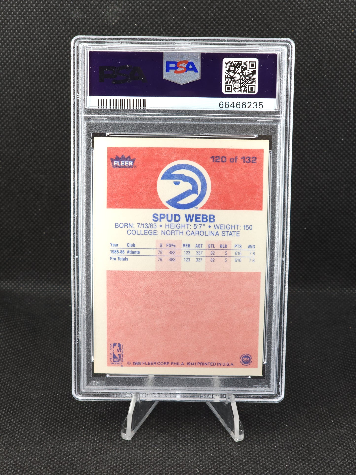 1986 Fleer Spud Webb #120 PSA 7