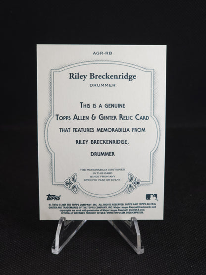 2024 Allen & Ginter Riley Breckenridge Relic Drummer Patch Subject-Used #AGR-RB