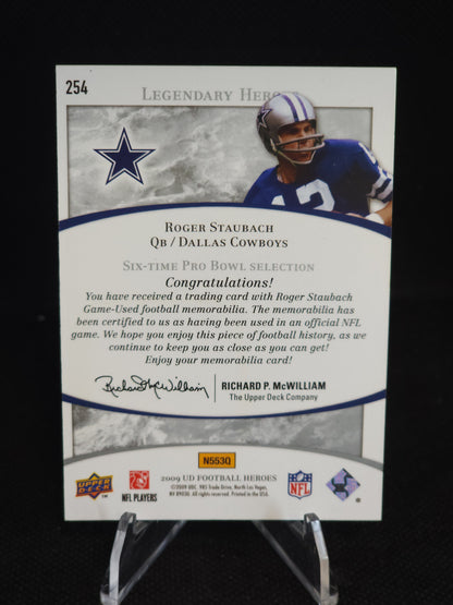 2009 Upper Deck Heroes Roger Staubach Legend Patch Game-Used Patch /15 #254