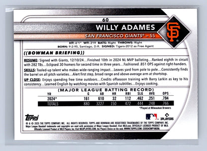 2025 Bowman Willy Adames Black /10 #60