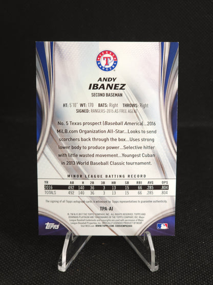 2017 Topps Bowman Platinum Andy Ibanez Green Auto /75 #TPA-AI