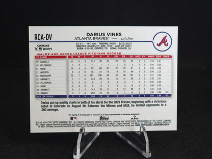 2024 Topps Chrome Darius Vines Green Logofractor Auto /99 #RCA-DV