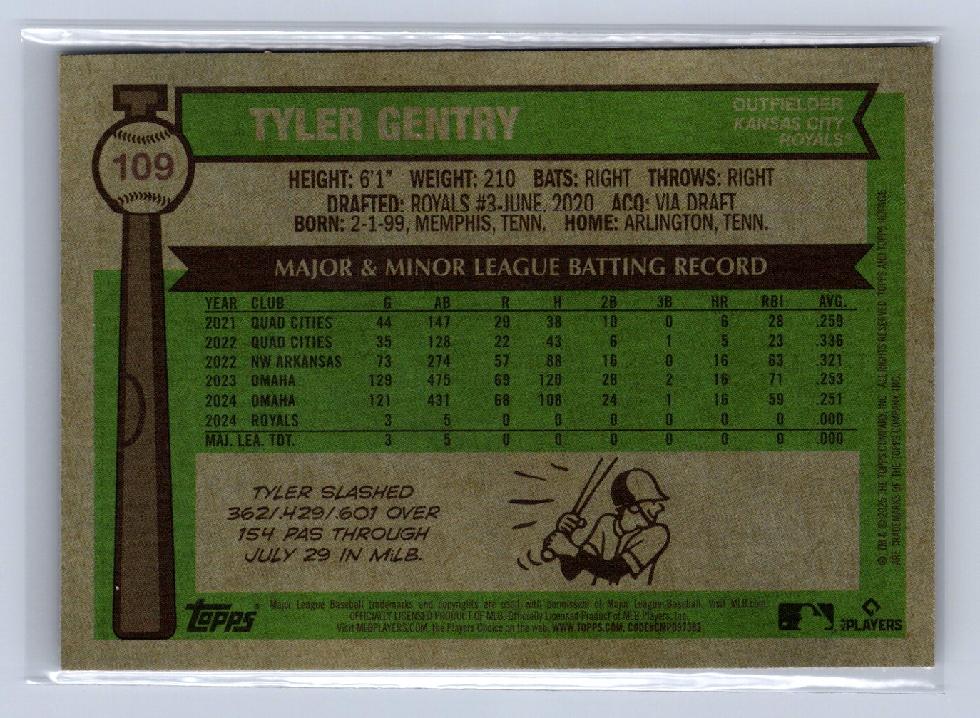 2025 Topps Heritage Tyler Gentry Sparkle #109