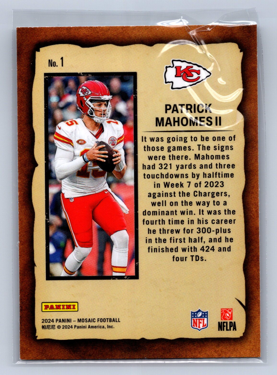 2024 Panini Mosaic Notoriety Patrick Mahomes II #1