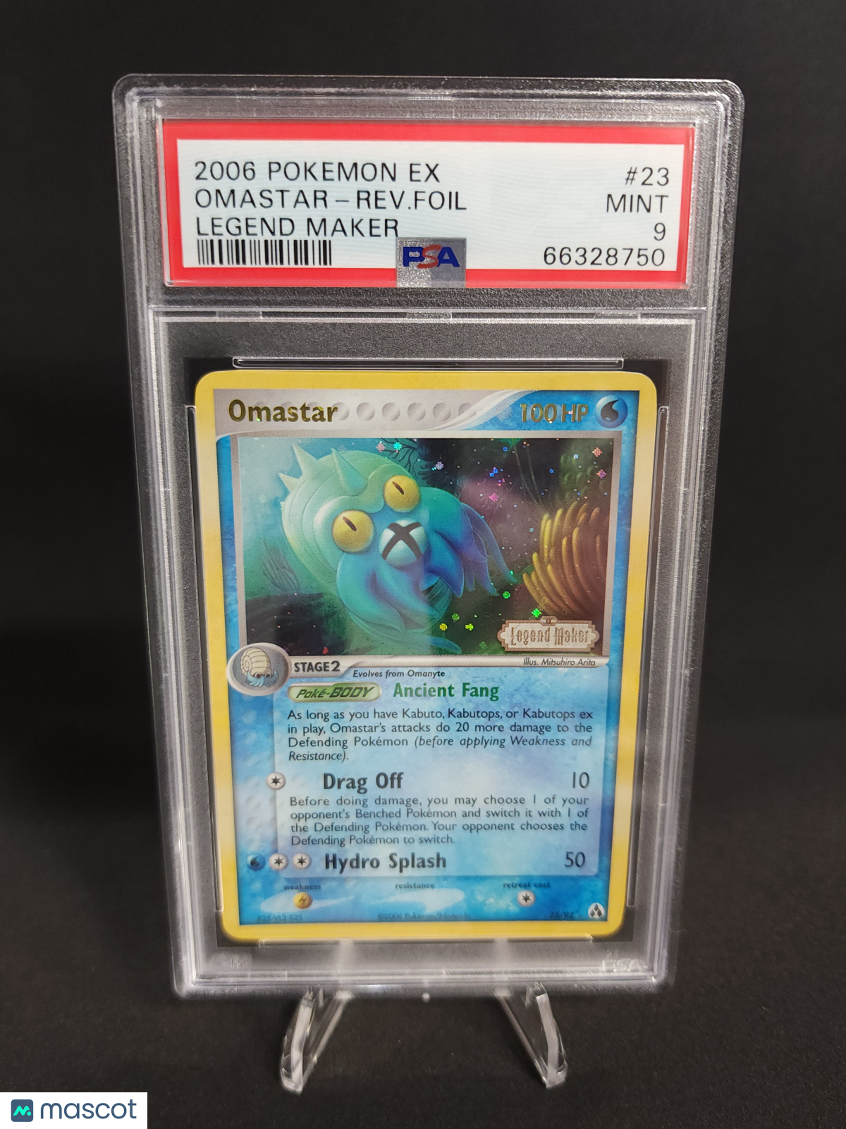 2006 Pokemon EX Legend Maker Omastar Reverse Foil #23 PSA 9