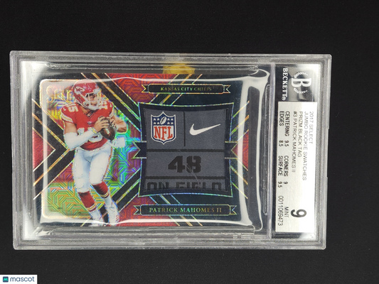 2017 Select Jumbo Rookie Swatches Patrick Mahomes II Black Prizm 1/1 #3 BGS 9