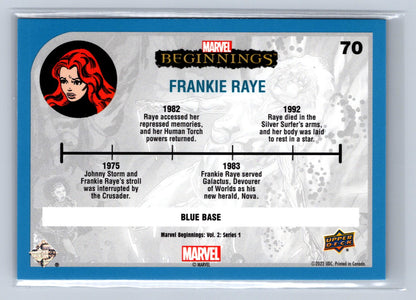 2022 Upper Deck Marvel Beginnings Frankie Raye Blue Border #70