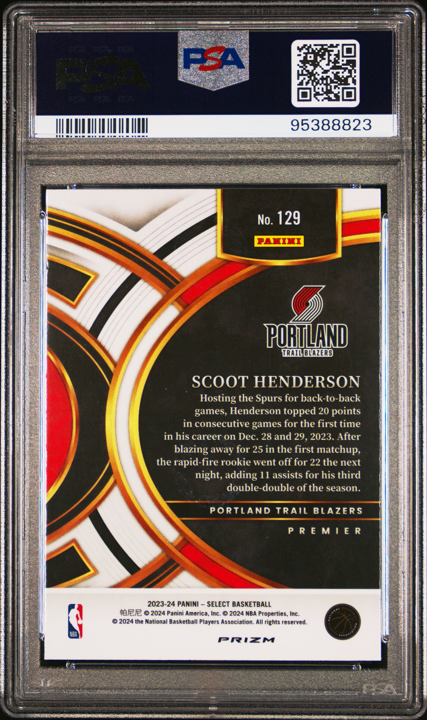 2023 Panini Select Scoot Henderson Tectonic #129 PSA 8