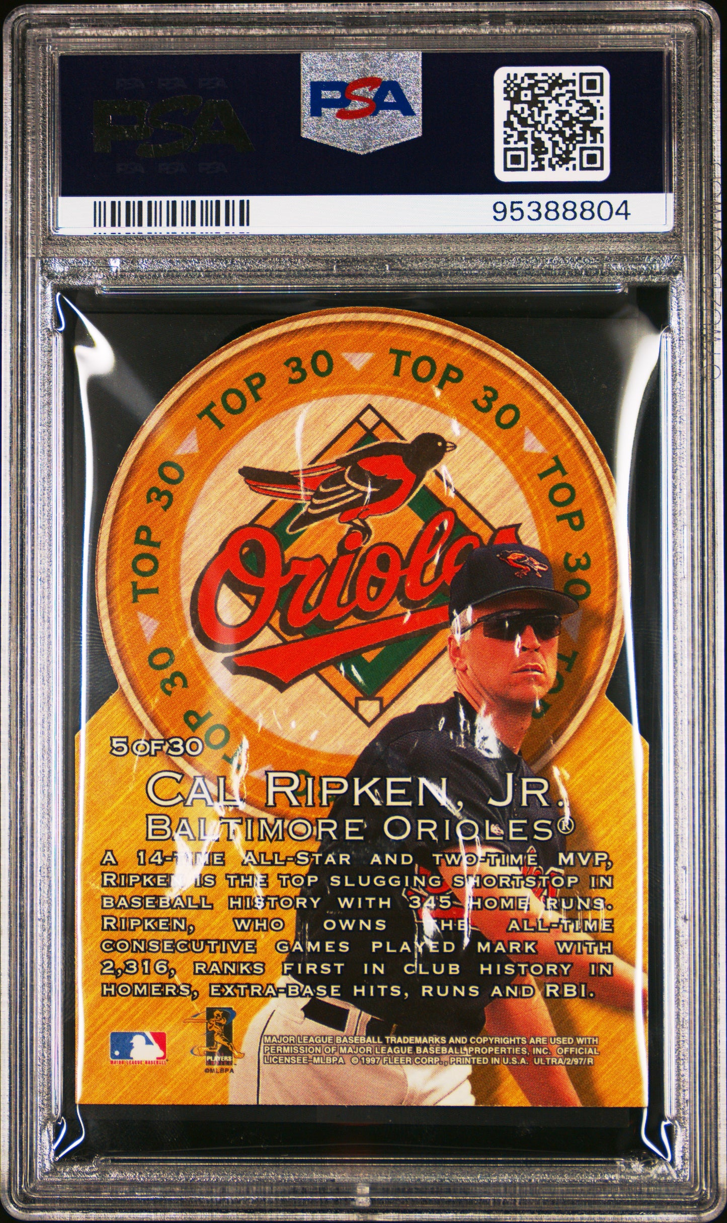 1997 Ultra Top 30 Cal Ripken JR. Gold Medallion #5 PSA 8