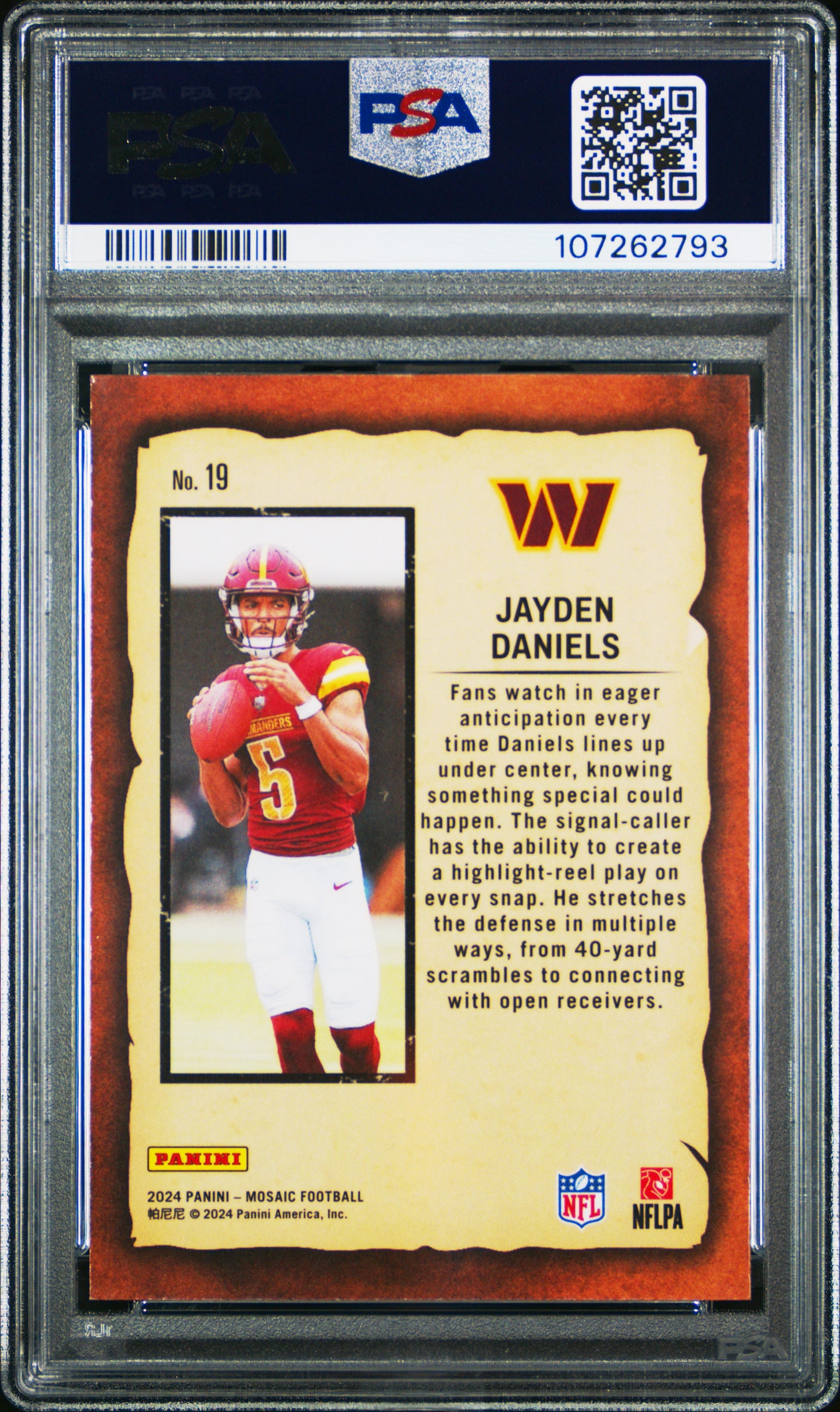 2024 Panini Mosaic Notoriety Jayden Daniels #19 PSA 10