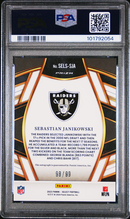 2023 Select Signatures Sebastian Janikowski Blue Prizm Auto /99 #SELSSJA PSA 10