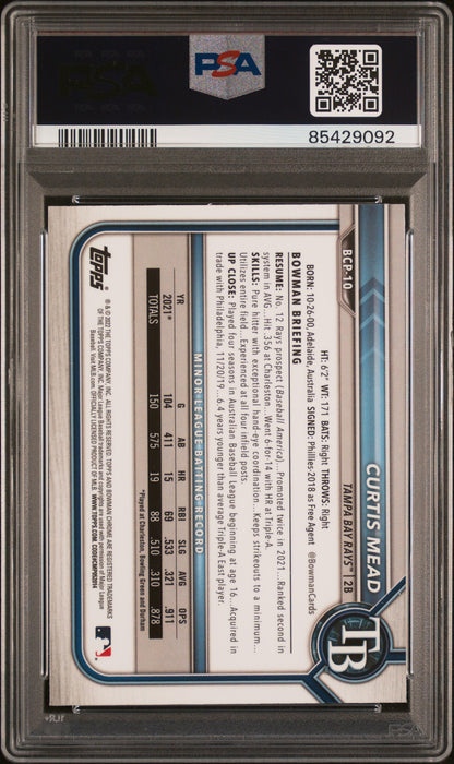 2022 Bowman Mega Box Chrome Curtis Mead #10 PSA 10