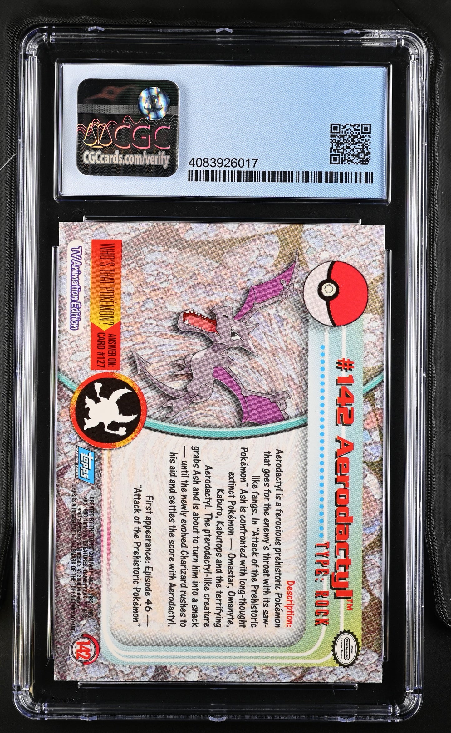 2000 Topps Series 3 Pokemon Aerodactyl Silver Foil #142 CGC 8.5