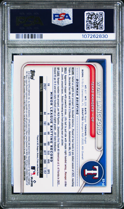 2024 Bowman Mega Box Chrome Prospects Wyatt Langford Red Refractor #64 PSA 9 /5