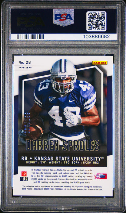 2015 Panini Prizm Collegiate Draft Picks Darren Sproles Camo /199 #28 PSA 10
