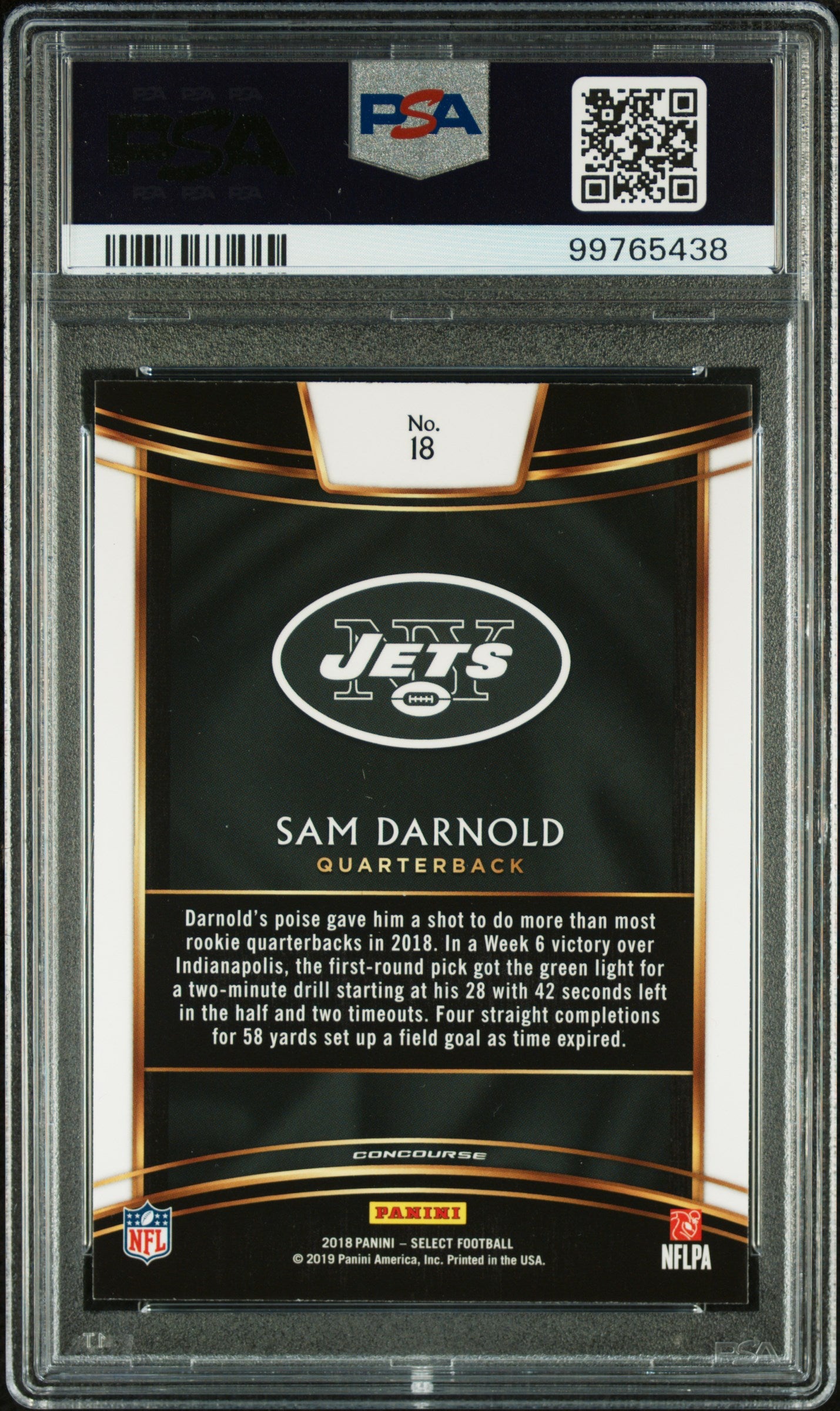 2018 Panini Select Sam Darnold #18 PSA 10