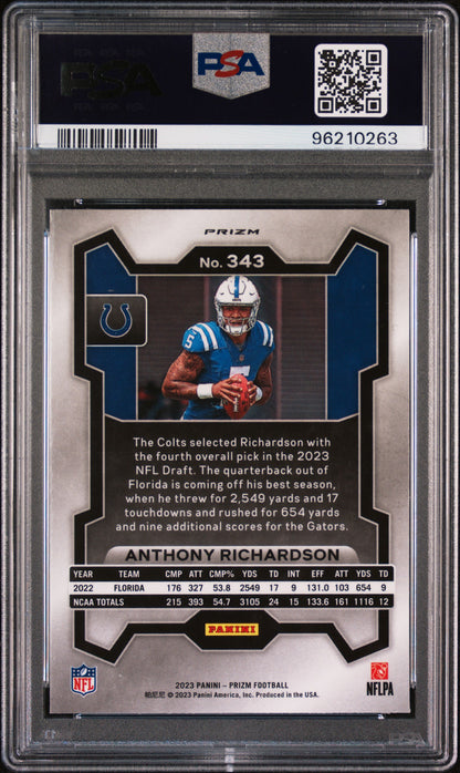 2023 Panini Prizm Anthony Richardson Disco #343 PSA 9